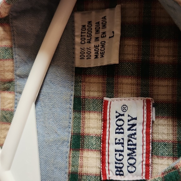 Mens Bugle Boy Size Lg Plaid Shirt - Picture 7 of 7